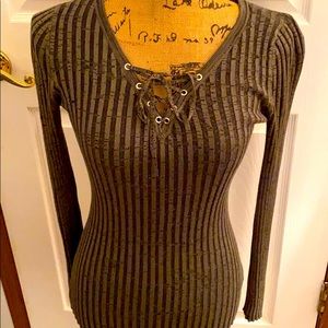 Hunter green striped longsleeve shirt